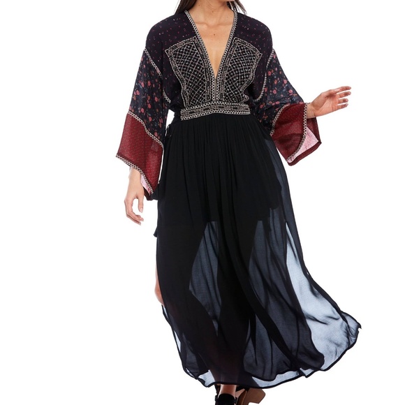 Free People Dresses & Skirts - Free People Freya Embellished Maxi Dress in black combo sz medium